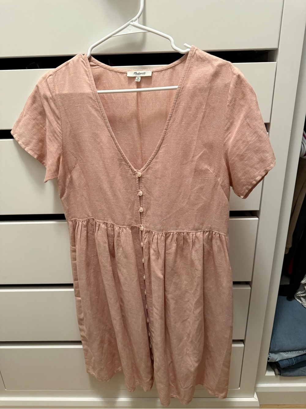 Madewell Dusty Rose Button-Front Midi Dress